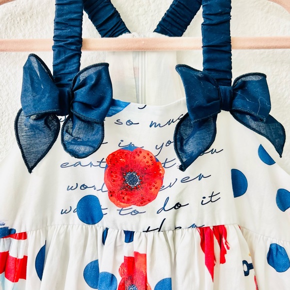 ♥️3X HP Balloon Chic Racerback Dress Sz 5 Red White Blue Bows Nautical Worn 1X - Picture 2 of 7